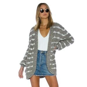Tularosa Gray Carmine Chunky Knit Open Cardigan Sweater Jacket Lined M
